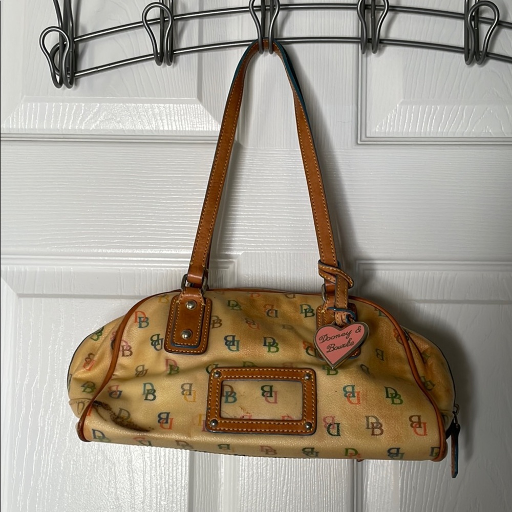 Dooney & Bourke rainbow zip around monogram half moon shoulder handbag Y2K